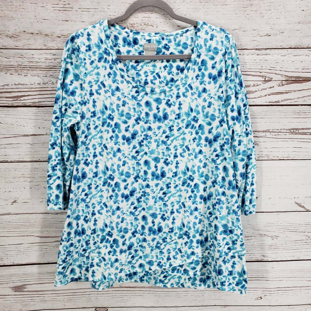 Chico's Women's Cool Animal Print Crossover Tee Size 2